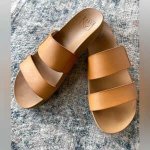 REEF Cushion Bounce Vista Slide Sandals 2 Straps NATURAL Size 8